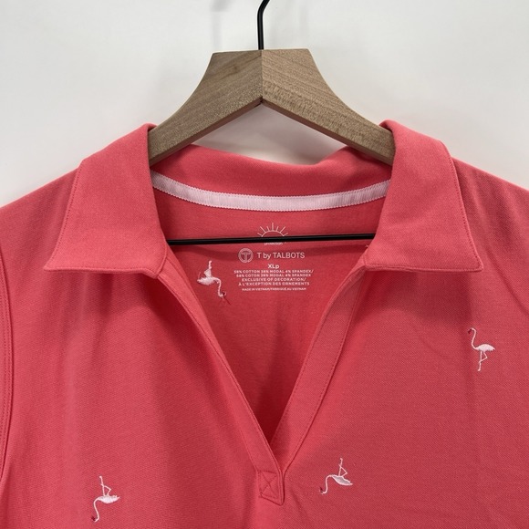 Talbots Petite XLP Top UPF 50 Tank Sleeveless Polo Golf Resort Flamingo MSRP $74 - Picture 3 of 12